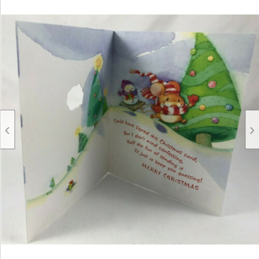 Hallmark Secret Pal Christmas Glitter Greeting Card w/ Envelope Cute Tracy Art